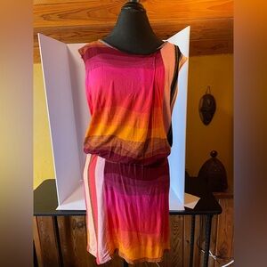Desigual Pink and Orange Asymmetrical Sundress Cocktail